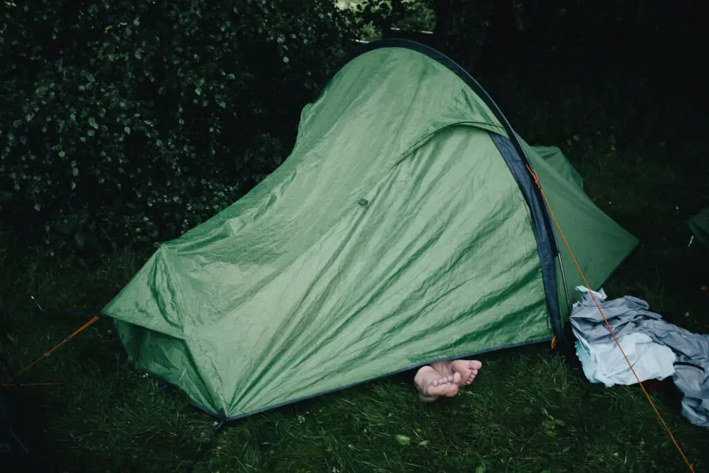 Duke of Edinburgh participant relaxing in camp