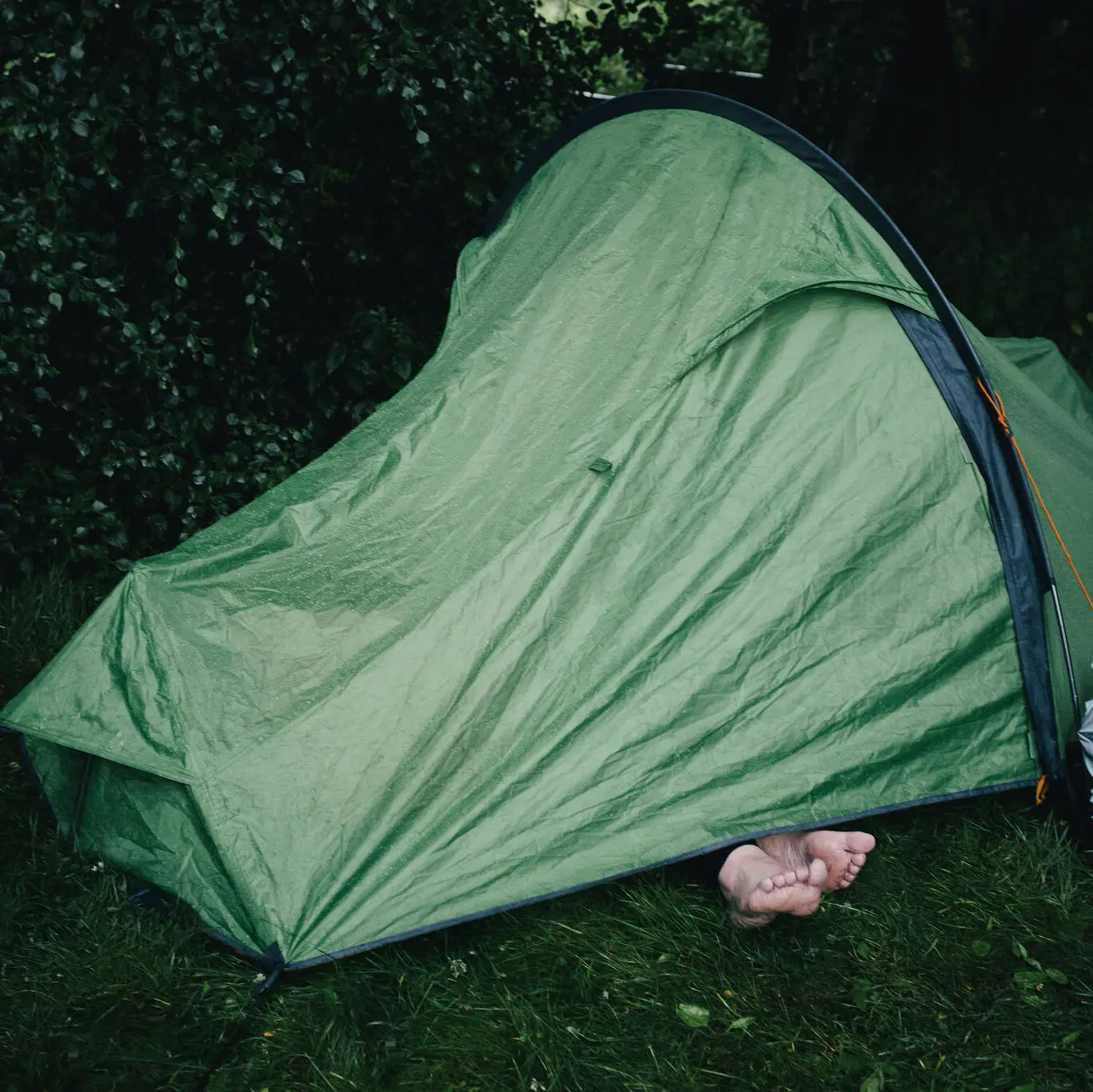 Duke of Edinburgh participant relaxing in camp
